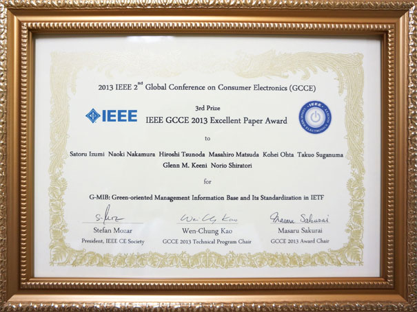 3rd Prize Excellent Paper Award atGCCE 2013