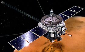 火星探査機「のぞみ」　
本物はまだマストやワイヤーアンテナは伸展していません(2002年現在)
